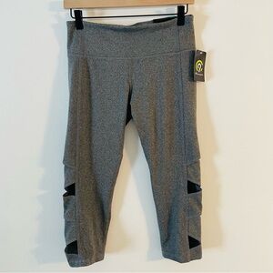 Champion Activewear Leggings Capri Cut Outs Gray Medium NEW
